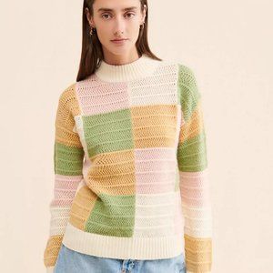 NWT Greylin for Anthropologie Gwen Patchwork Sweater